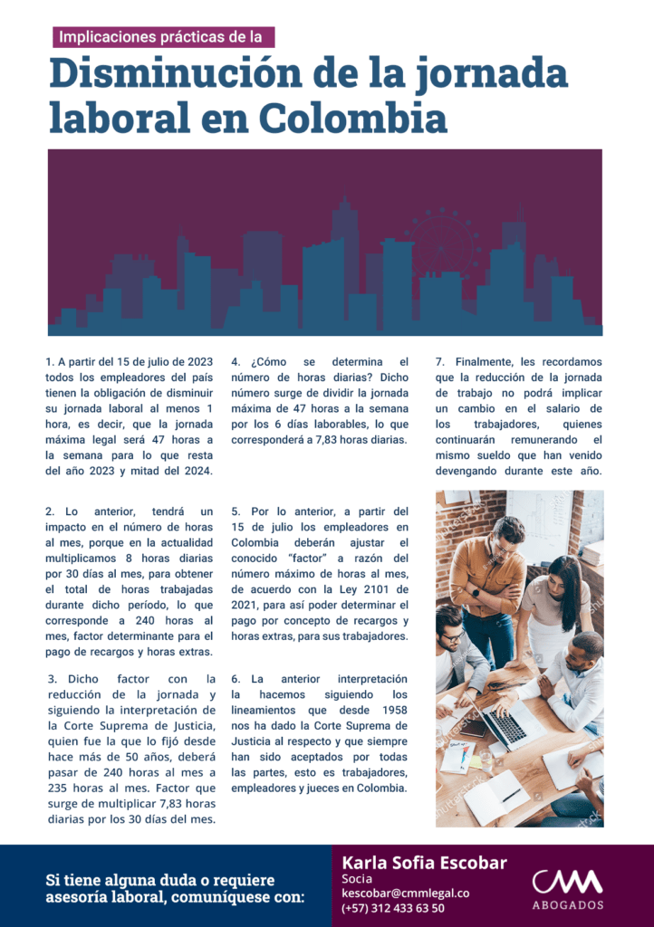 Implicaciones prácticas de la disminución de la jornada laboral en Colombia